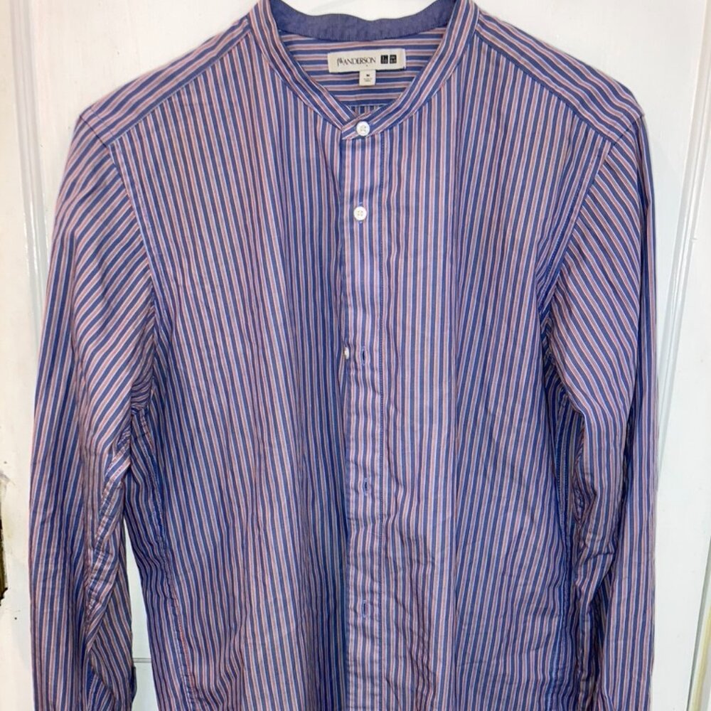 JW ANDERSON Blue and Red Striped Casual Button-Down Shirt